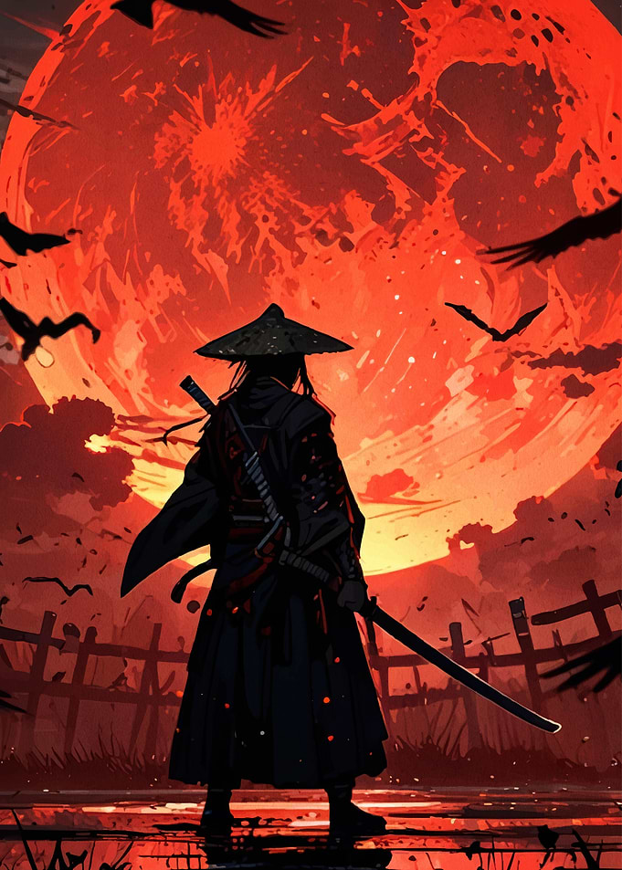 Samurai Warrior Red Moon