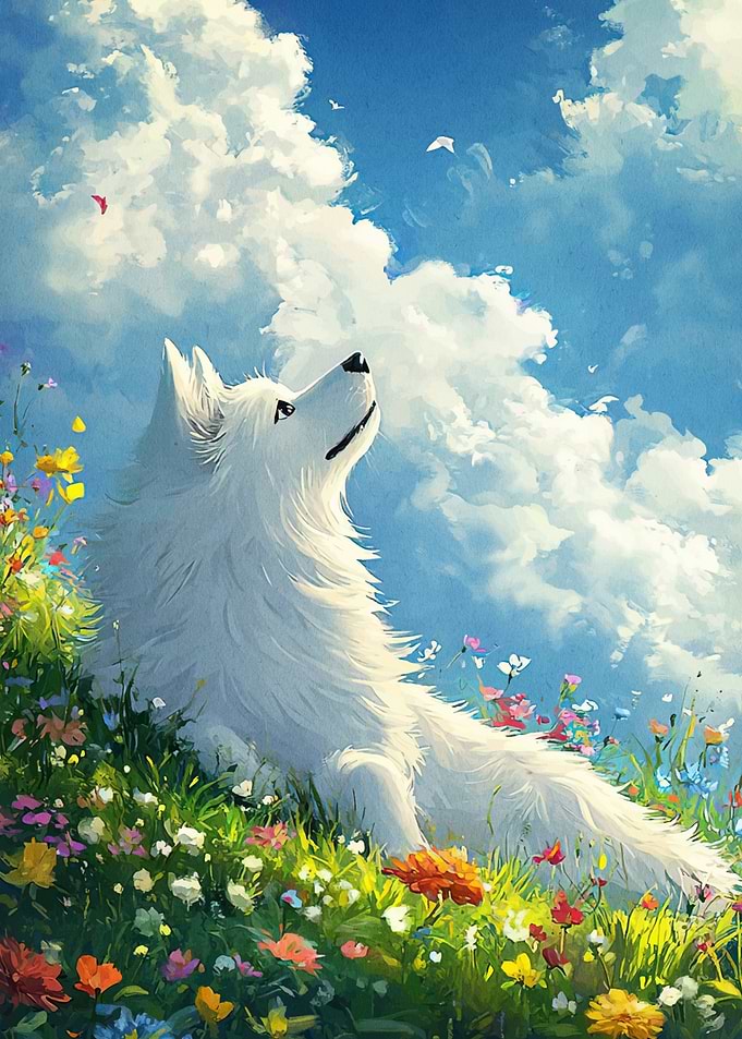 Dog Flower Field