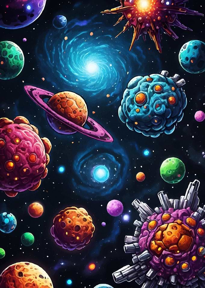 Colorful Planets Space