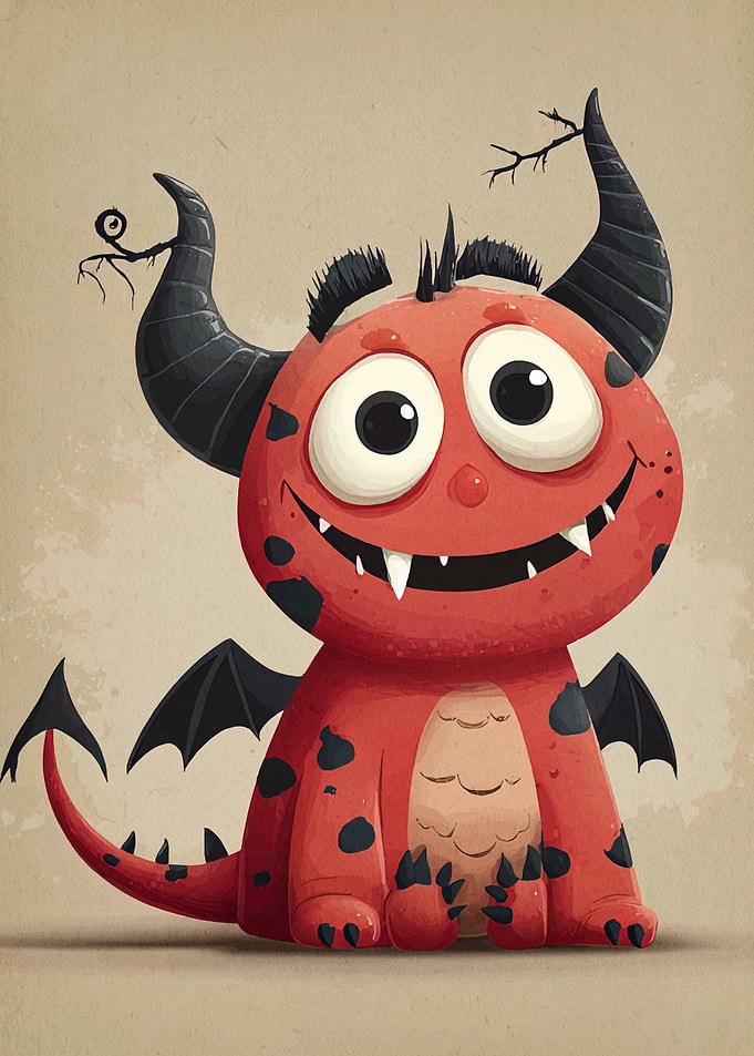 Cute Cartoon Red Monster Illustration
