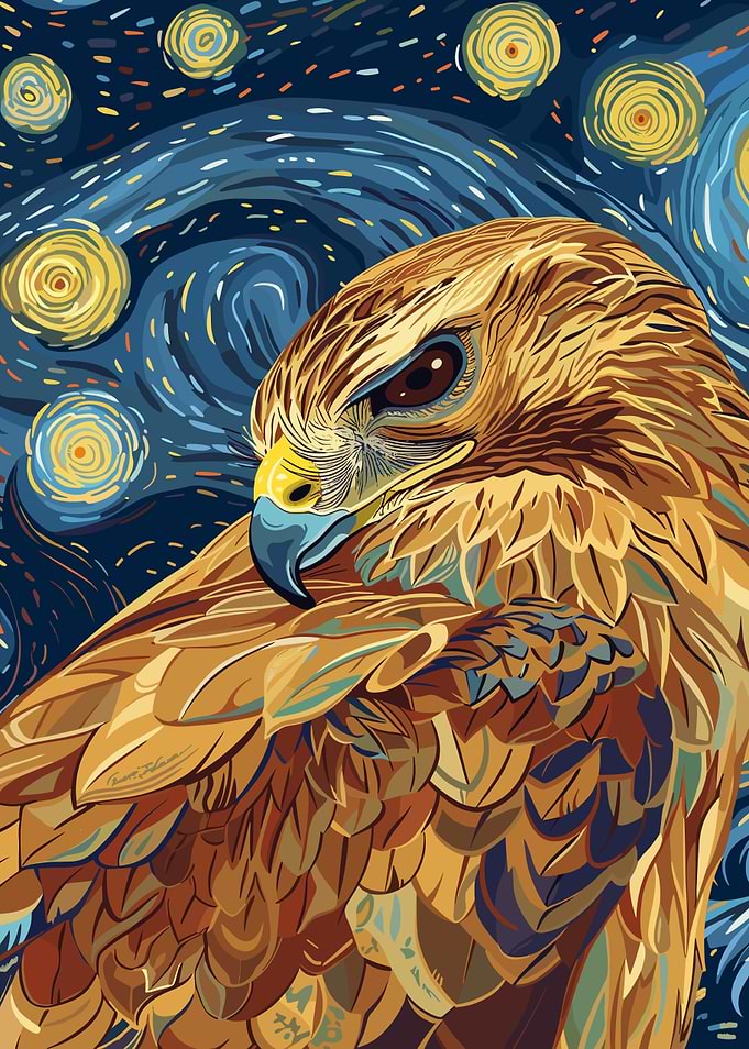 Eagle in Starry Night Style