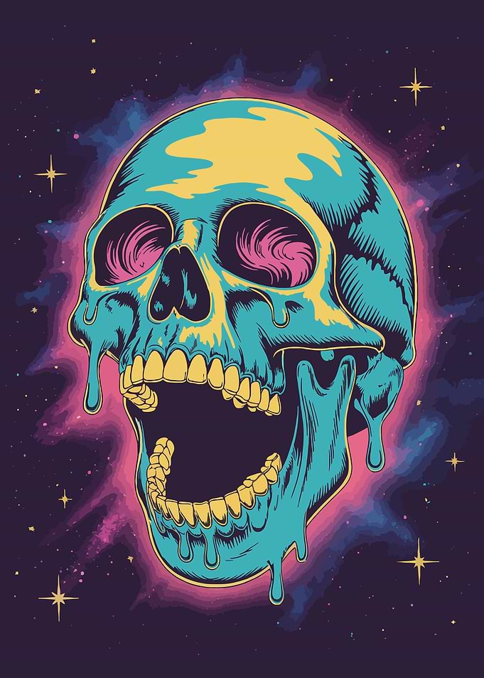 Psychedelic Skull in Space