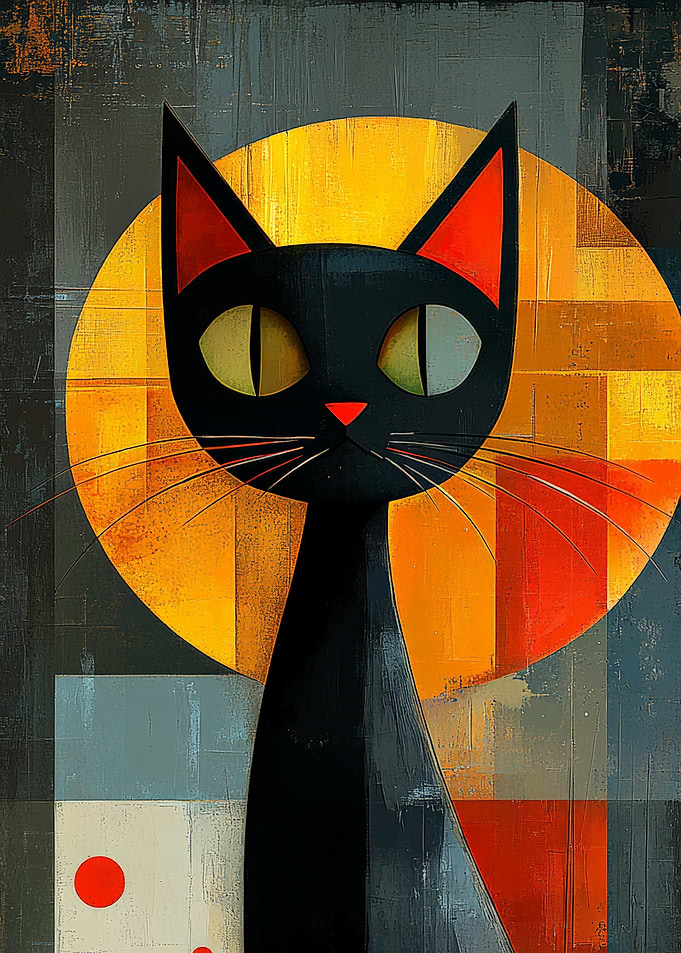 Abstract Black Cat Art