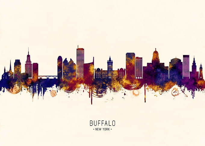 Buffalo New York Skyline Watercolor Art
