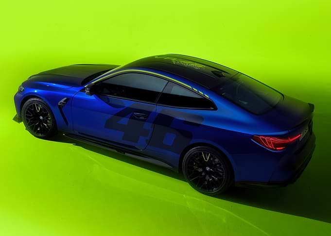 Blue BMW M4 with VR46 Livery