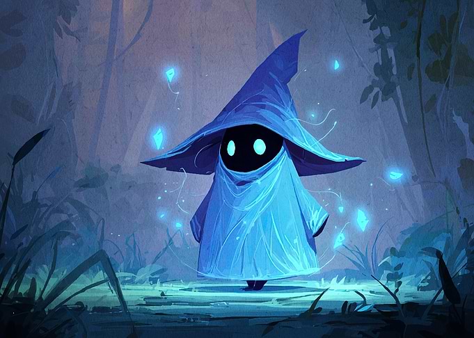 Blue Wizard in Forest