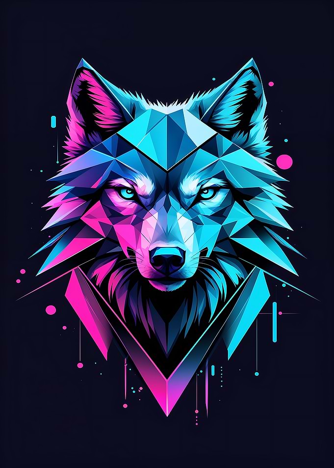 Geometric Wolf Head Art