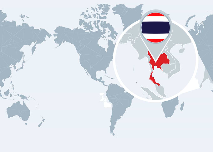 Thailand Map with Flag and Location