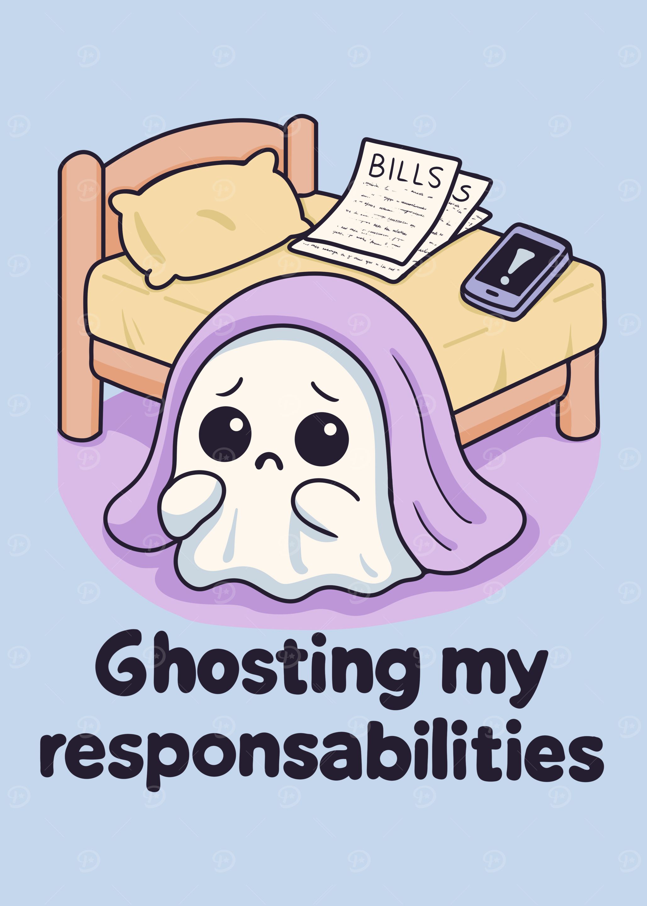 Ghosting my responsibilities cartoon illustration