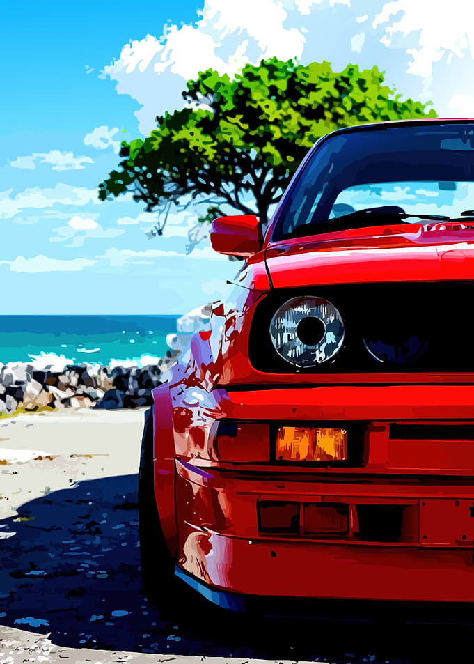 Red Car by the Sea