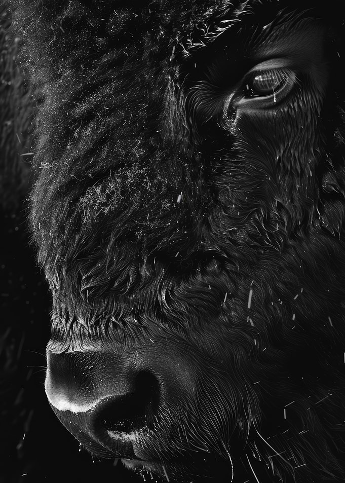 Monochrome Bison Portrait