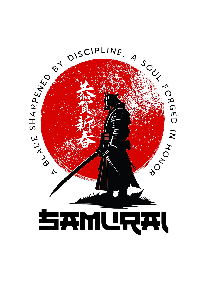 Samurai Warrior Silhouette with Red Sun