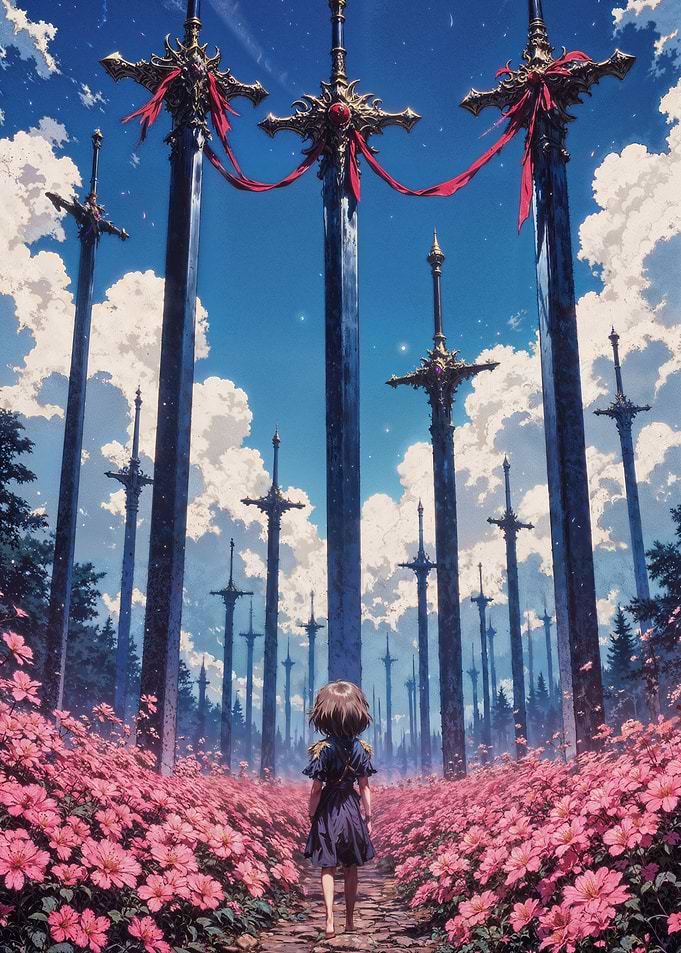 Field of Forgotten Blades: A Child's Journey Through a Blooming Sword Forest