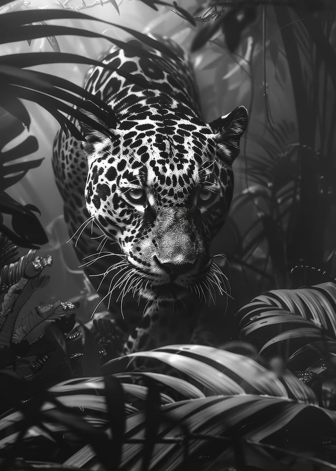 Jaguar in Jungle, Black and White