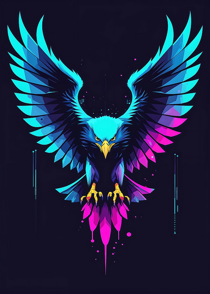Cyberpunk Eagle with Neon Colors