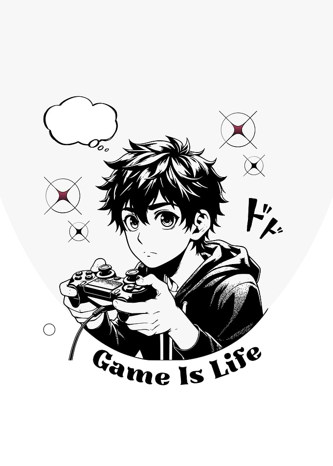 Anime Gamer 'Game is Life' Illustration
