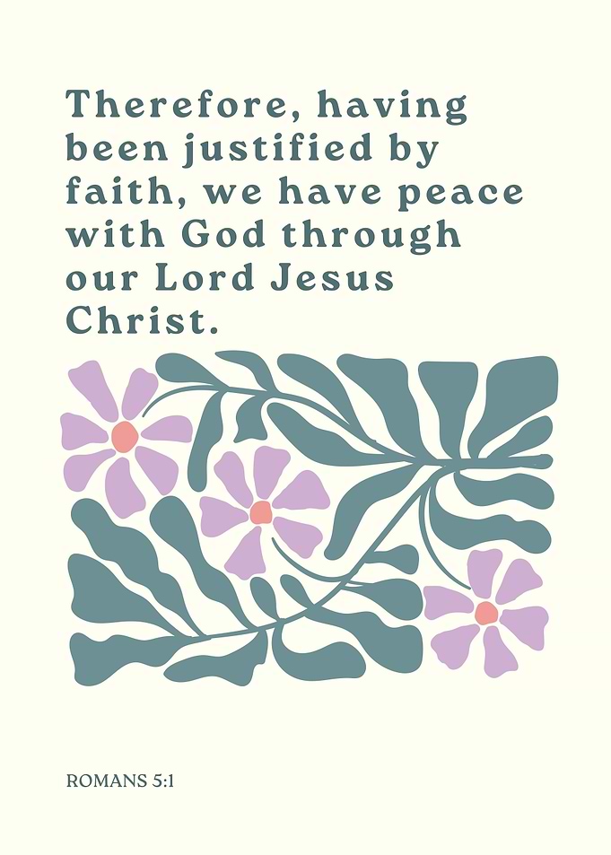 Romans 5:1 Floral Art Print