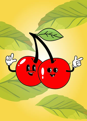 Cartoon Cherries with Hands and Faces