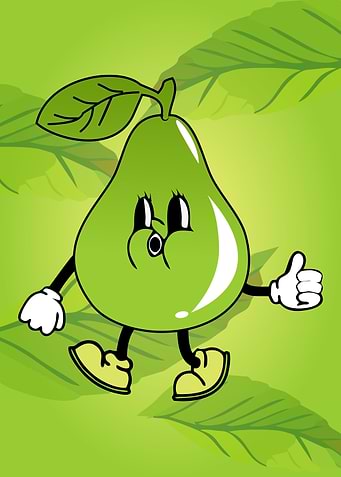 Cartoon Pear Character with Thumbs Up