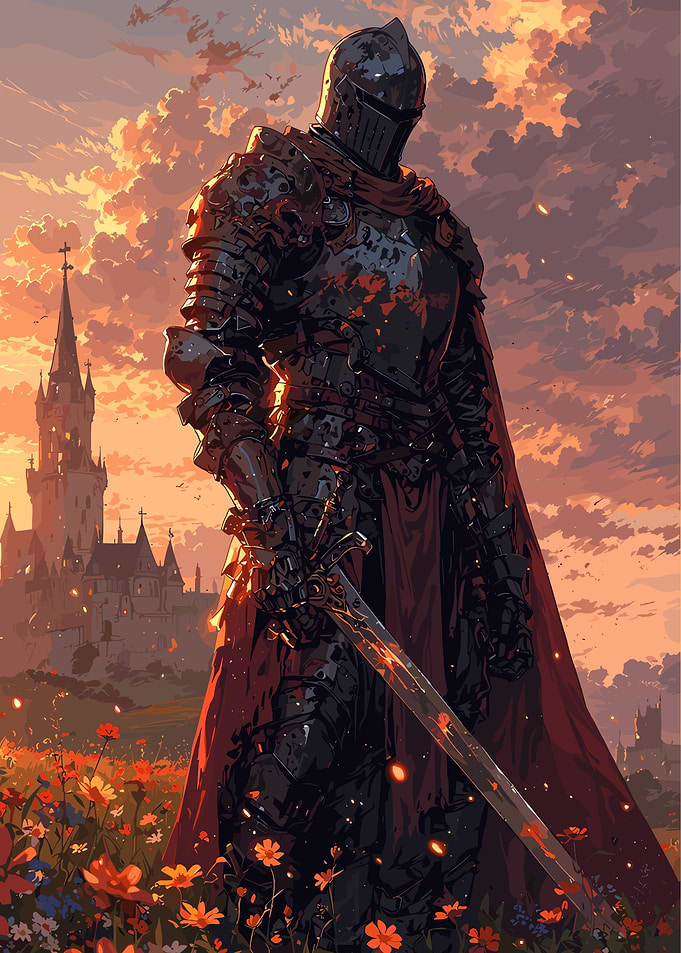 Dark Knight in a Flower Field
