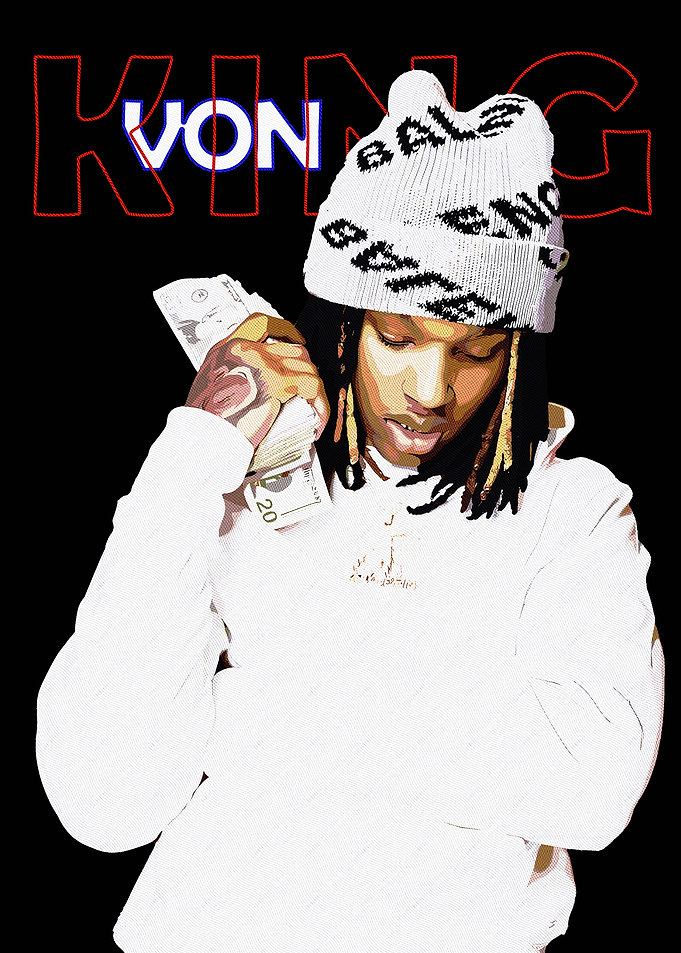 King Von Portrait with Money