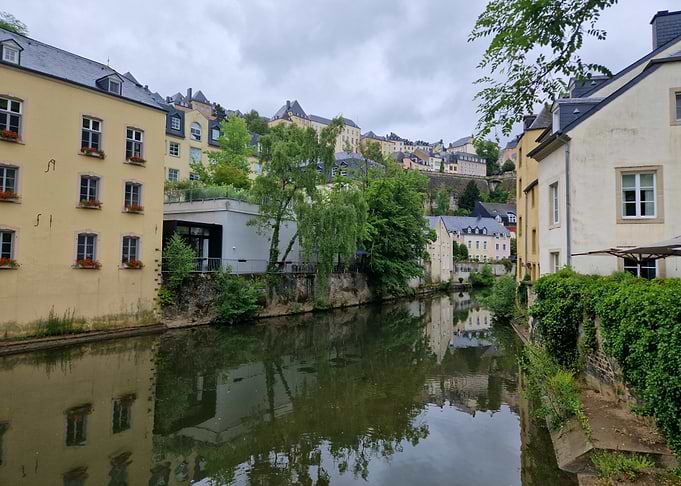 Luxembourg Cityscape Along the Alzette River