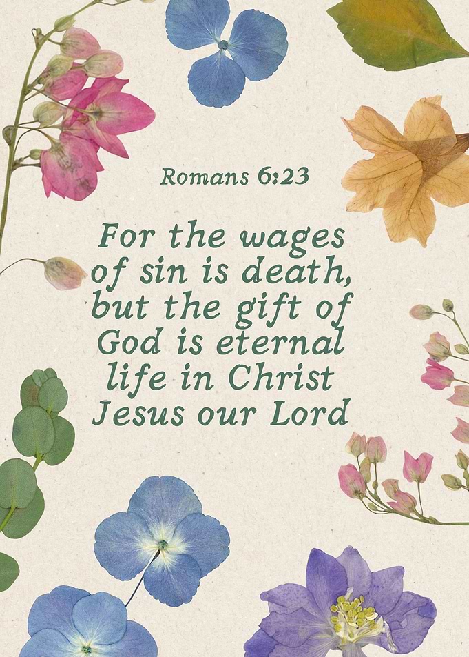 Romans 6:23 Floral Bible Verse Art