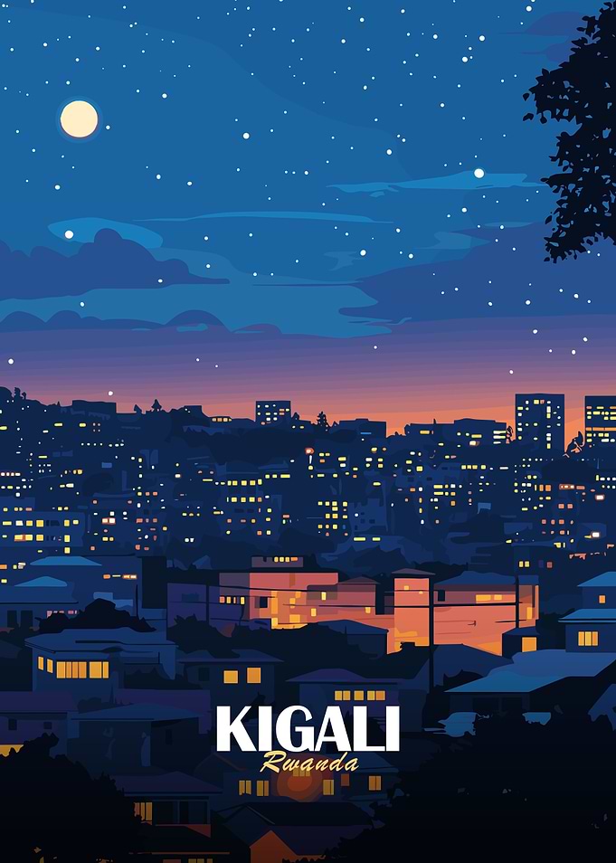 Kigali Rwanda Cityscape at Night