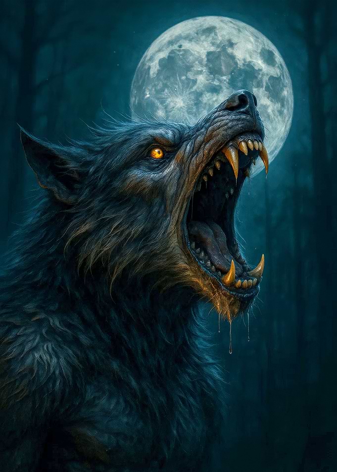Werewolf Howling at the Moon in Halloween