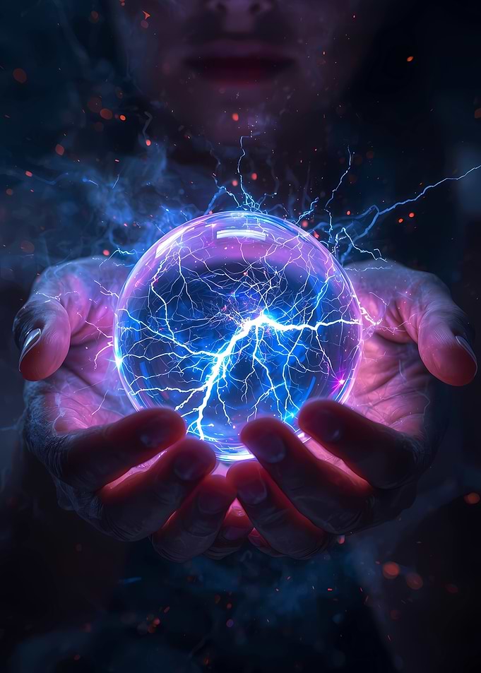 Hands Holding Electric Orb