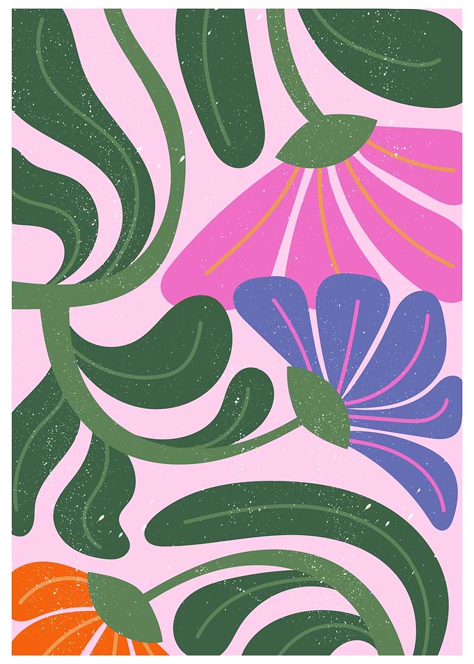 Floral Pattern with Pink Background