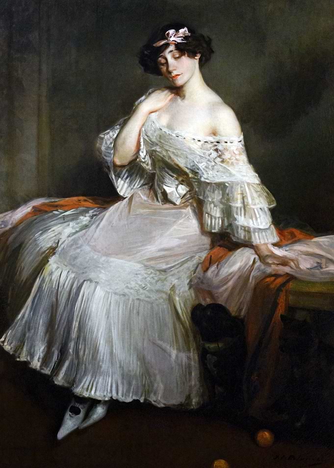 Elegant Woman in White Dress Painting