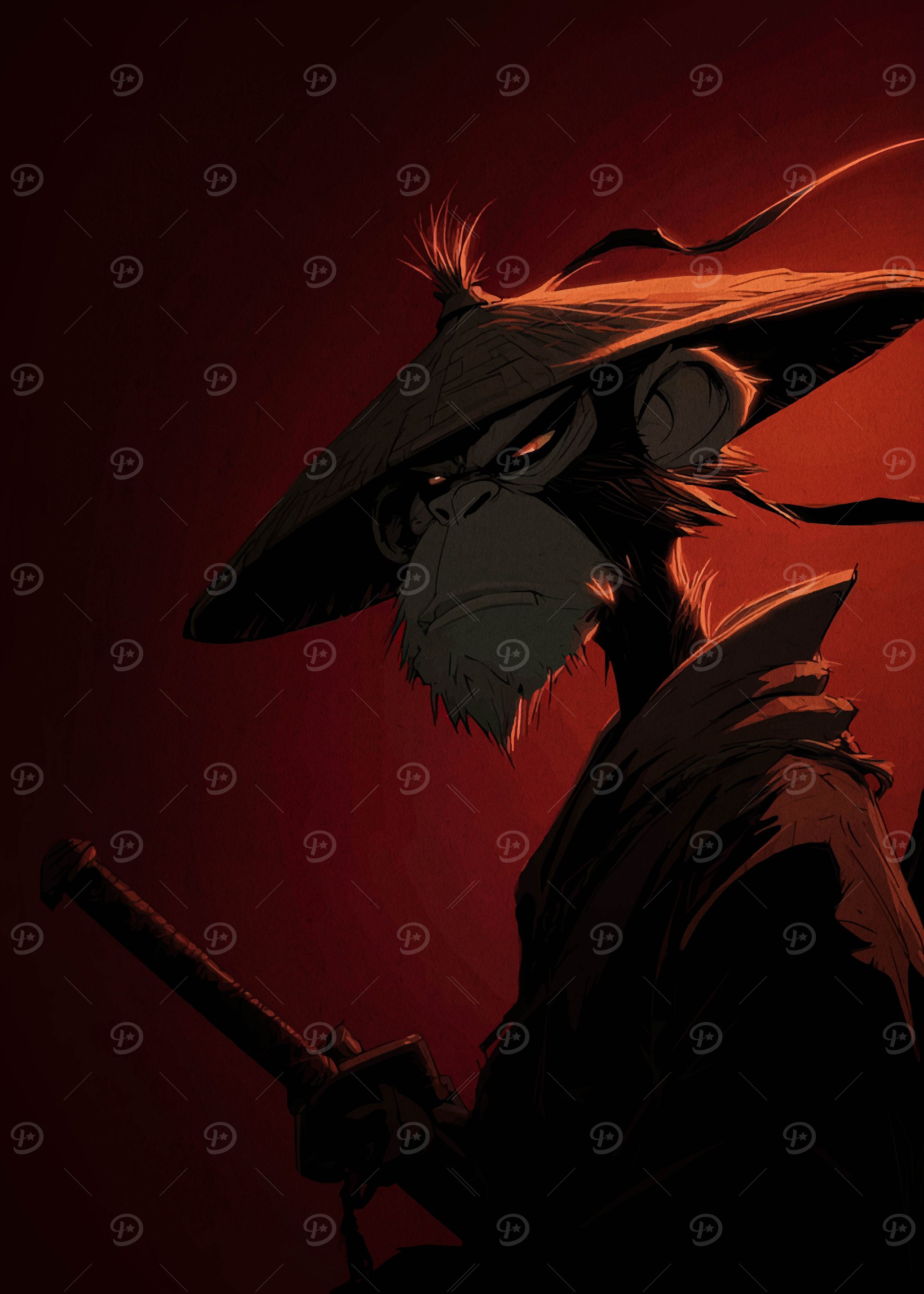 Monkey Samurai Warrior with Katana