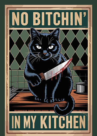 No Bitchin' Cat Kitchen Poster