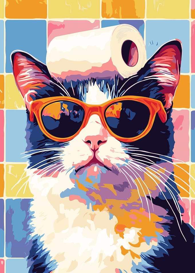 Cool Cat with Toilet Paper Hat