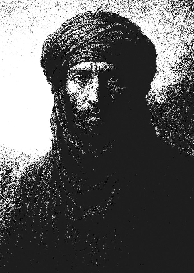 Monochrome Portrait of a Man with Turban