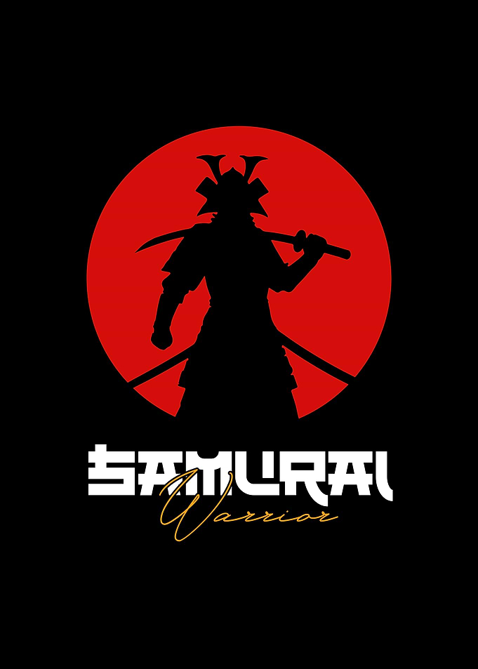 Samurai Warrior Silhouette with Red Sun