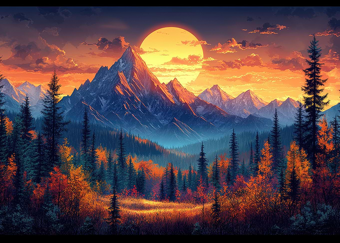 Mountain Landscape at Sunset