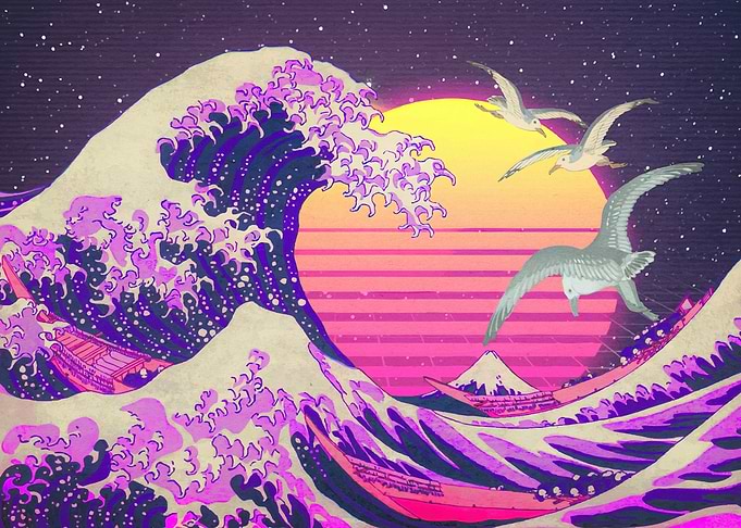 Synthwave Great Wave