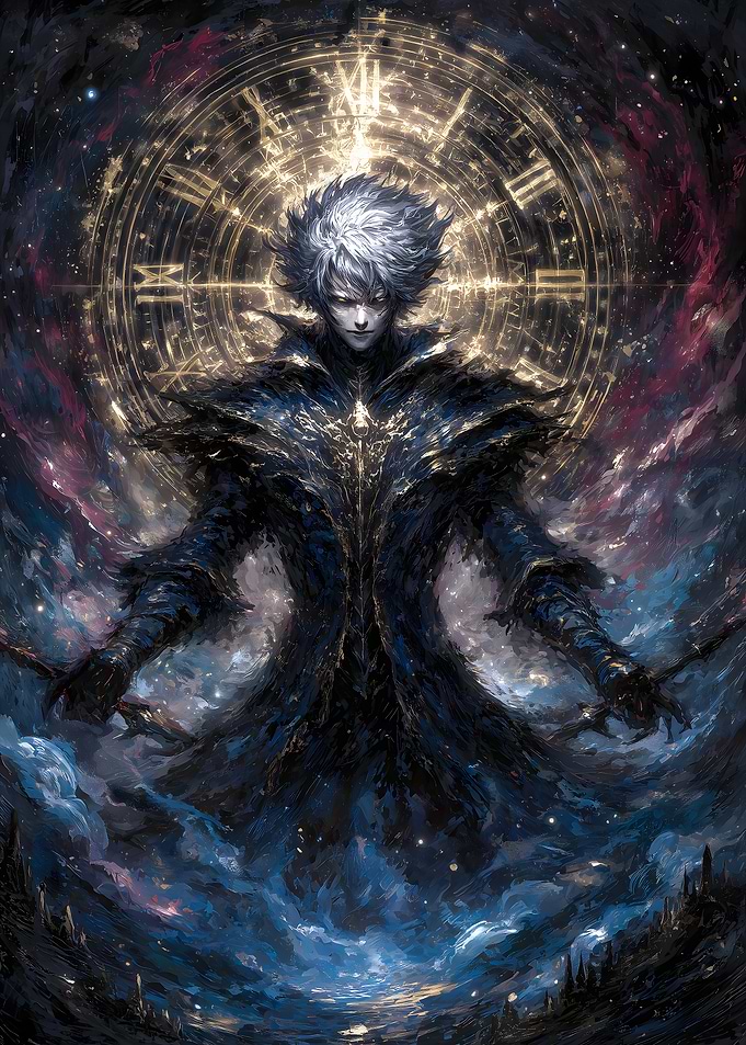 Anime Character with Clock Background