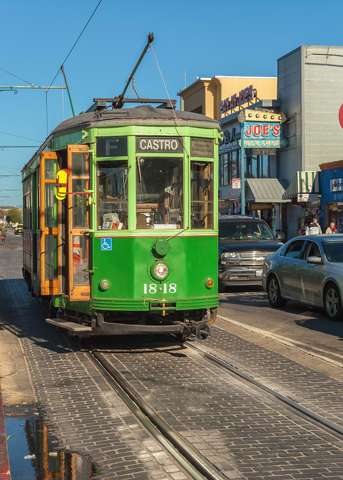 Green San Francisco Streetcar in Urban Setting