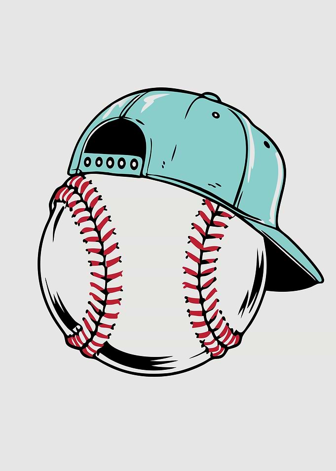 Baseball with Cap Cartoon Illustration