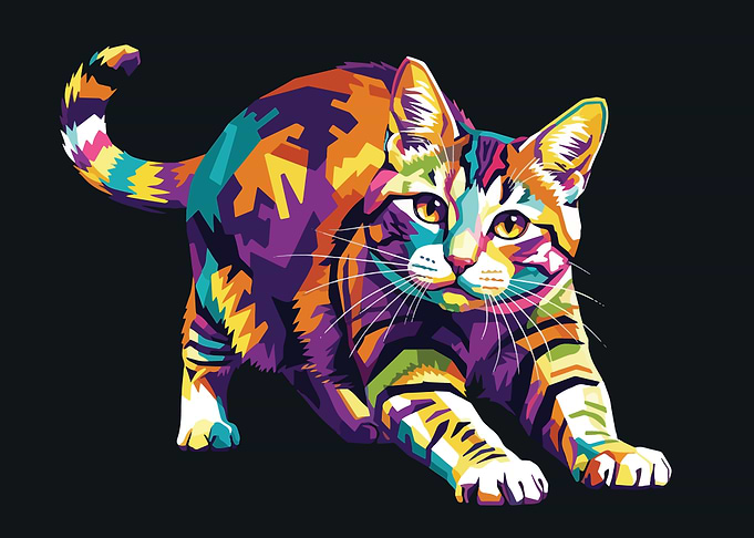 Colorful Cat Pop Art Illustration