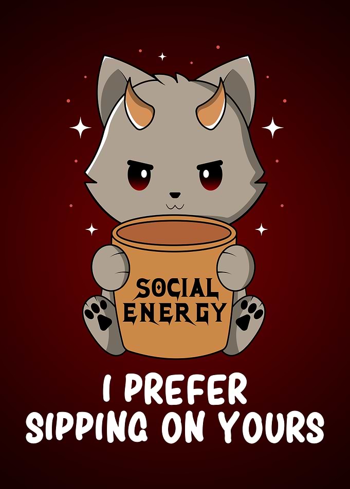 Introvert Dark Humor Funny Antisocial Demon Cat