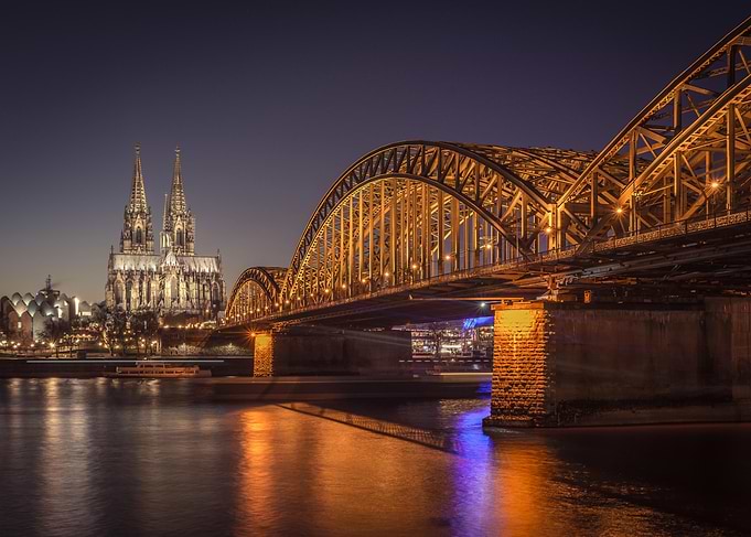 Cologne Cathedral and Hohenzollern Bridge at Night