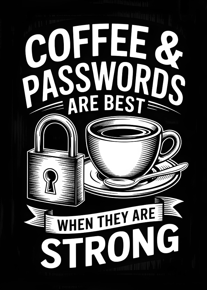 Coffee and Passwords Strong Illustration