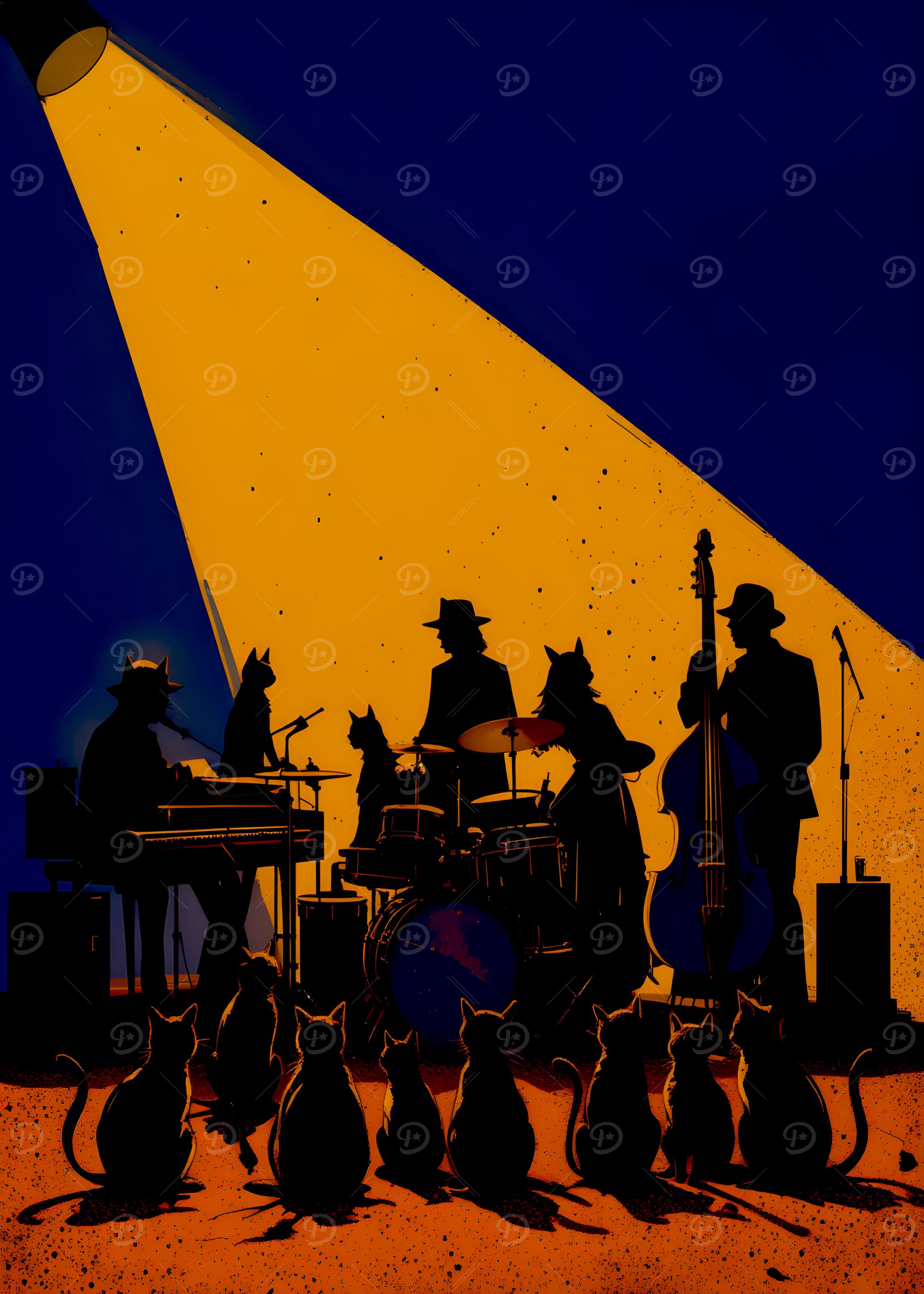 Cat Jazz Band Silhouette