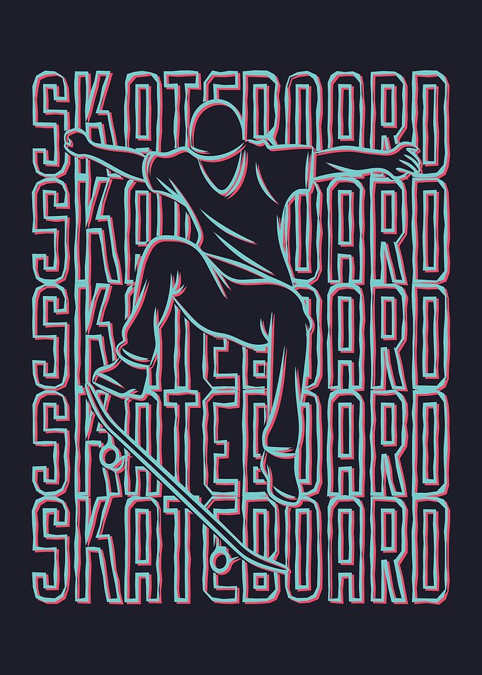 Skateboarder Silhouette with Text Background