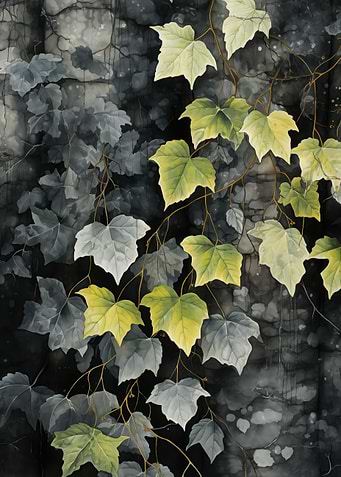 Ivy Leaves on Stone Wall