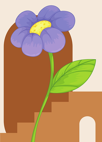 Purple Flower with Geometric Background